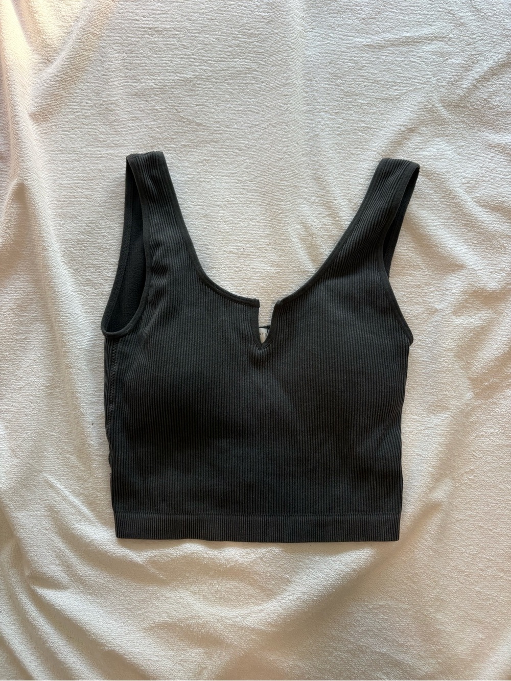 Altar'd State Black Ribbed V-Notch Crop Tank
